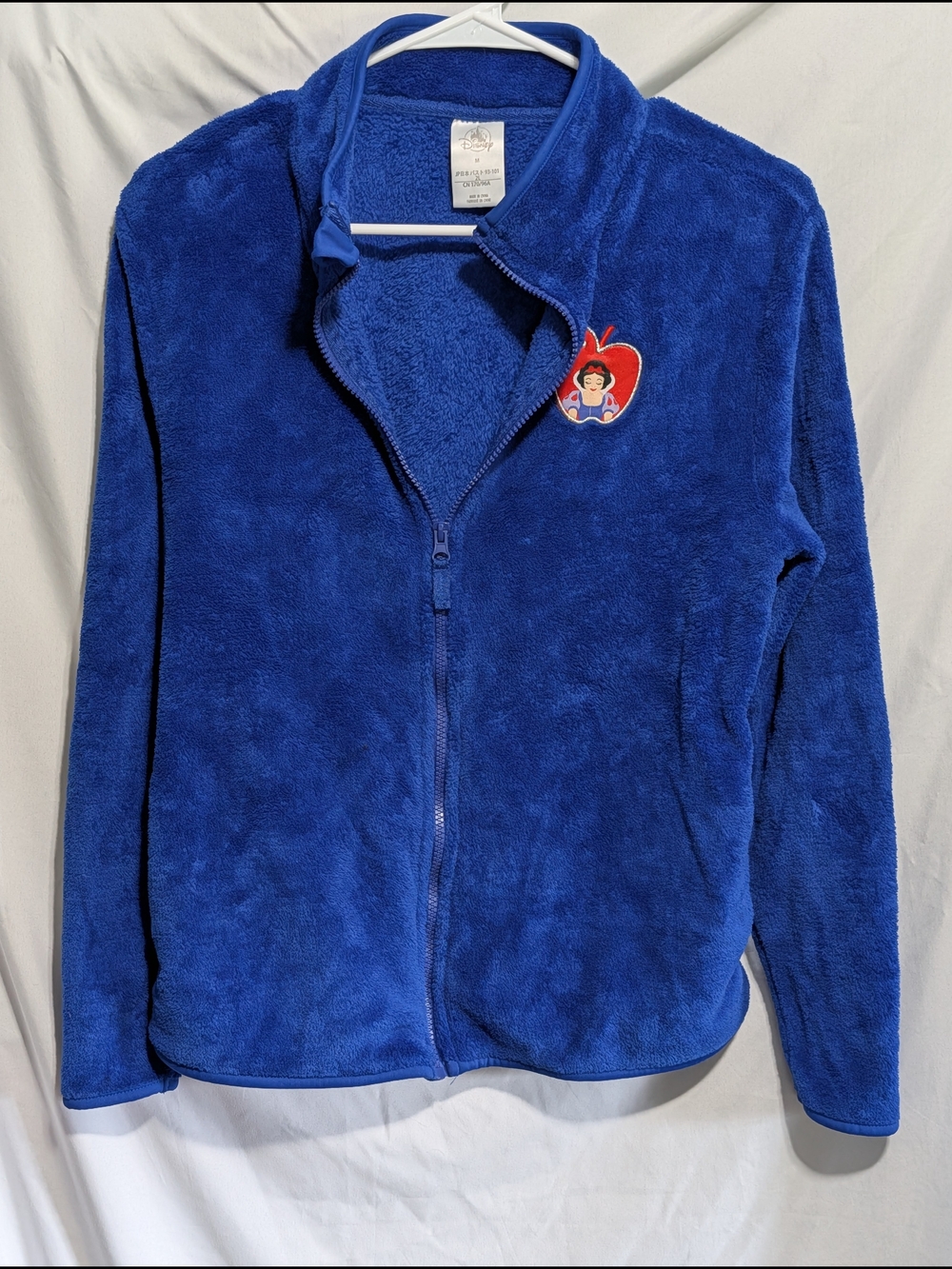 Disney Parks Blue Plush Full-Zip Jacket with Snow White Apple Patch
